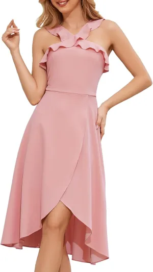 Meetjen Cocktail Party Dress Halter Neck Midi Wedding Guest Graduation 2025 Evening Sleeveless Prom Dresses