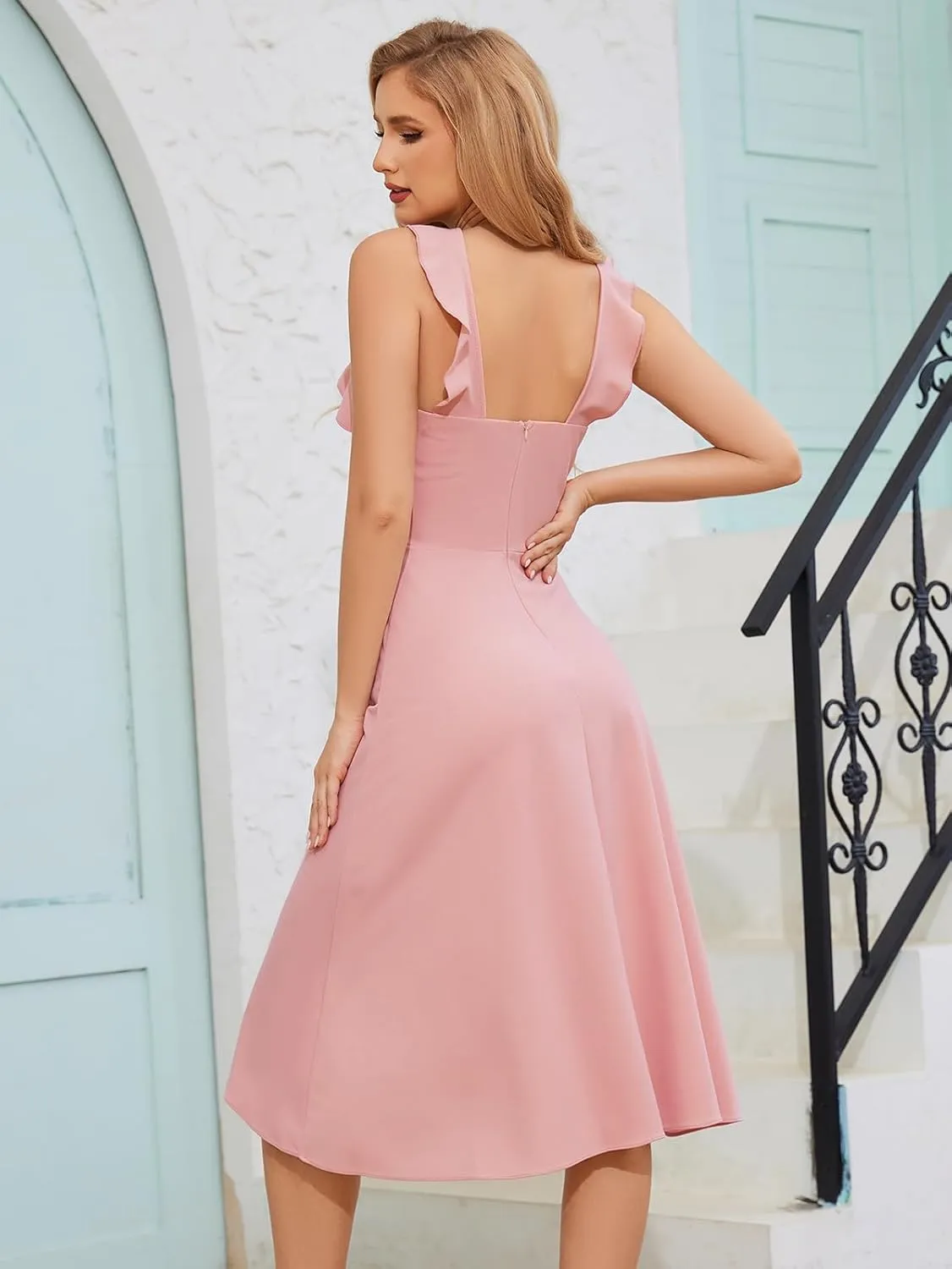 Meetjen Cocktail Party Dress Halter Neck Midi Wedding Guest Graduation 2025 Evening Sleeveless Prom Dresses