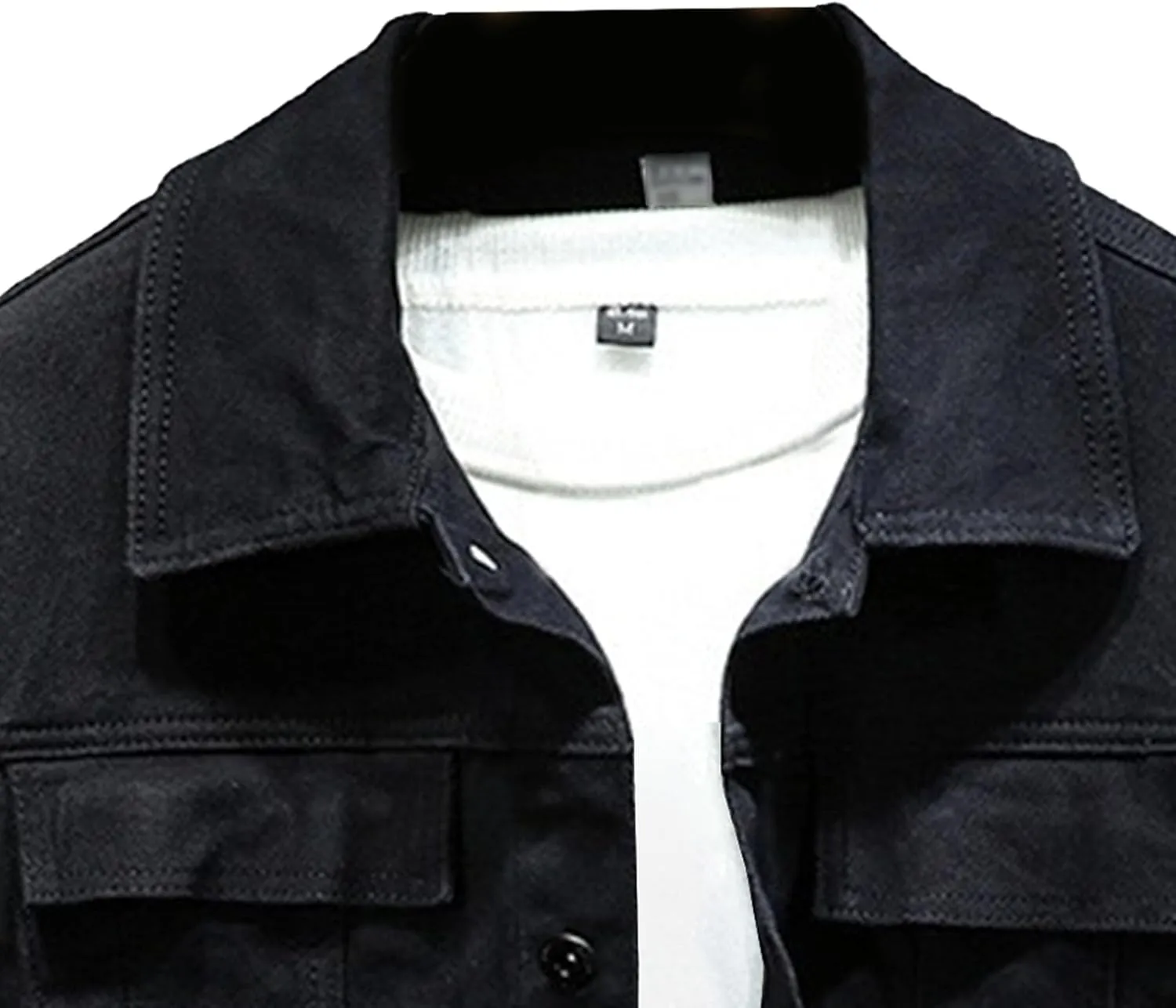 Men's Button Down Washed Trucker Jacket Classic Stretch Casual Jackets Slim Fit Pocket Front Jean Coat