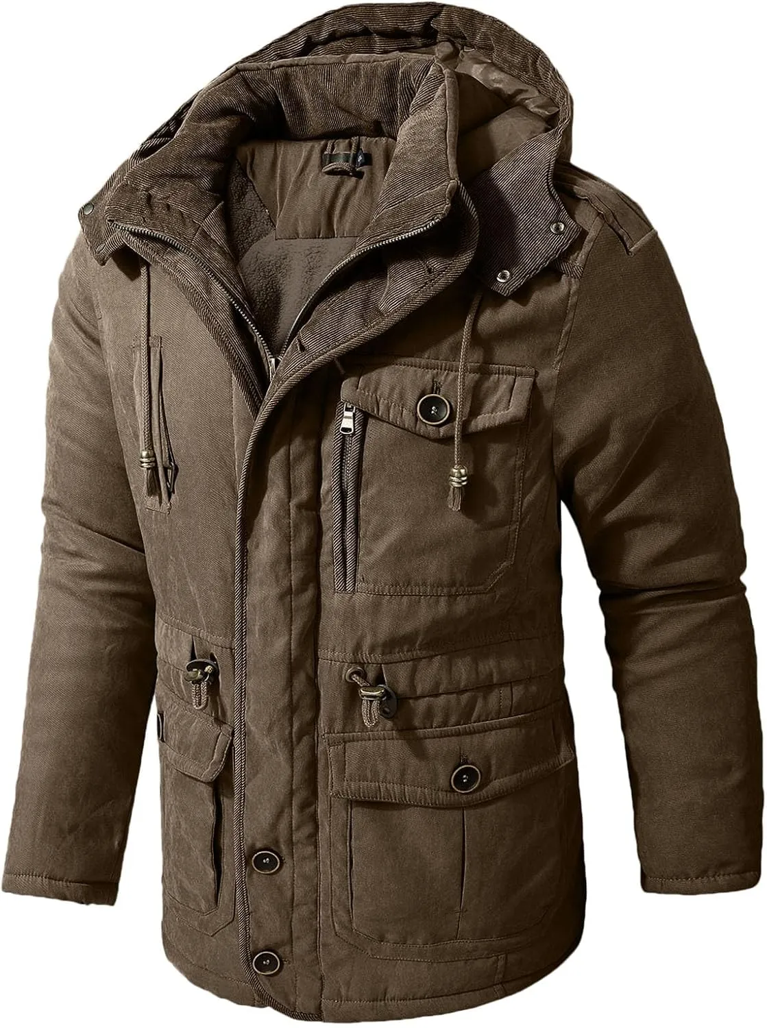 Mens Windproof Jacket 2023 Winter Warm Fleece Lined Mountain Sport Coats for Men Hooded Windbreaker Jackets Outdoor Overcoat