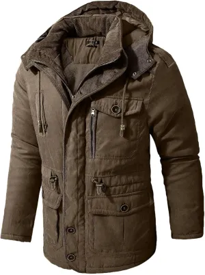 Mens Windproof Jacket 2023 Winter Warm Fleece Lined Mountain Sport Coats for Men Hooded Windbreaker Jackets Outdoor Overcoat