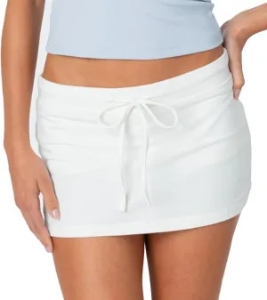 NUFIWI Women Drawstring Micro Skort Y2k Elastic Low Waist Bodycon Mini Skirt Mid Rise Short Sweat Skirts with Shorts