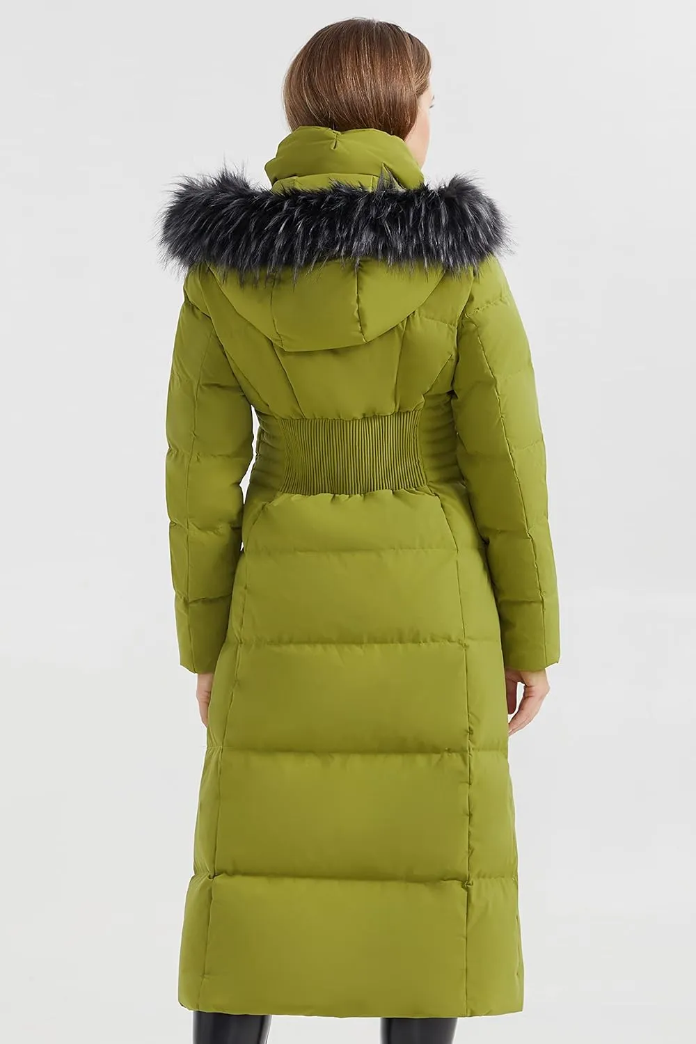 Orolay Women Warm Down Jacket with Hood Fur Long Puffer Coat