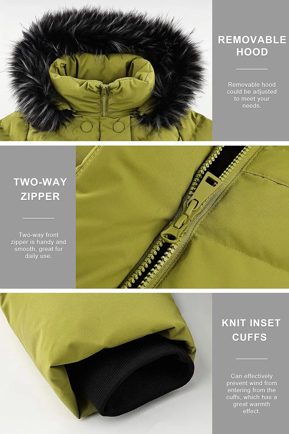 Orolay Women Warm Down Jacket with Hood Fur Long Puffer Coat