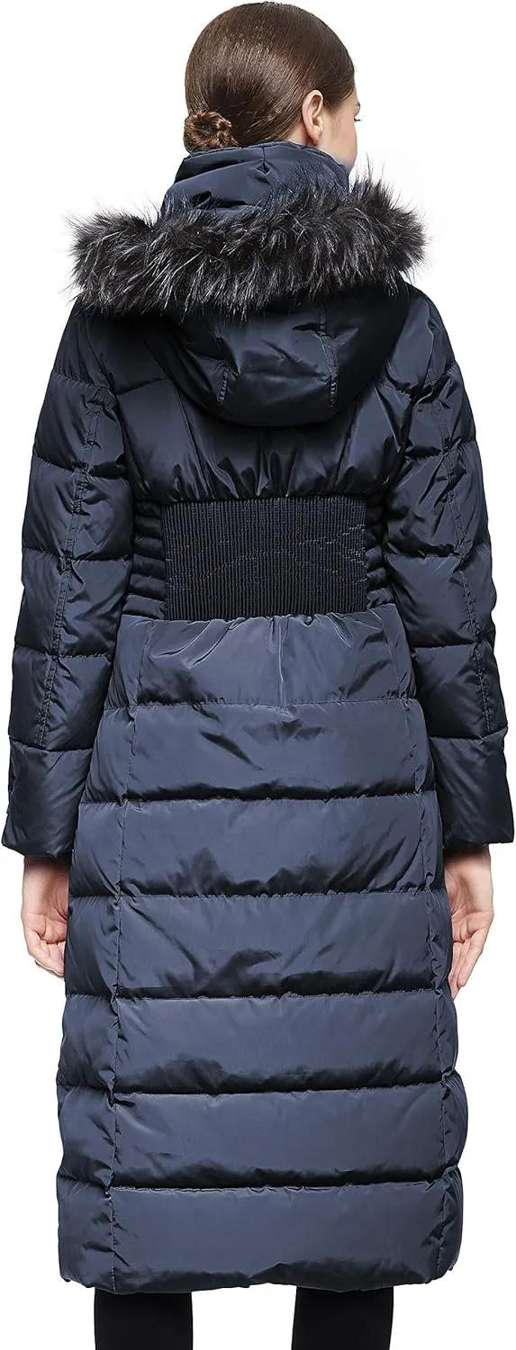 Orolay Women Warm Down Jacket with Hood Fur Long Puffer Coat