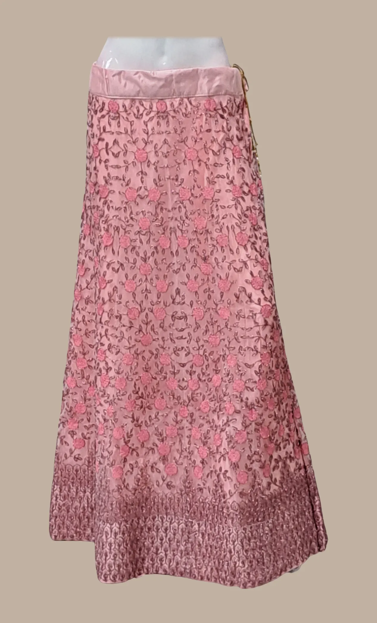 Peach Embroidered Lengha