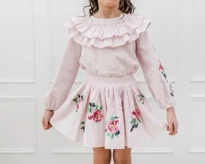 PETITE AMALIE MAUVE CHALK EMBROIDERED SKIRT