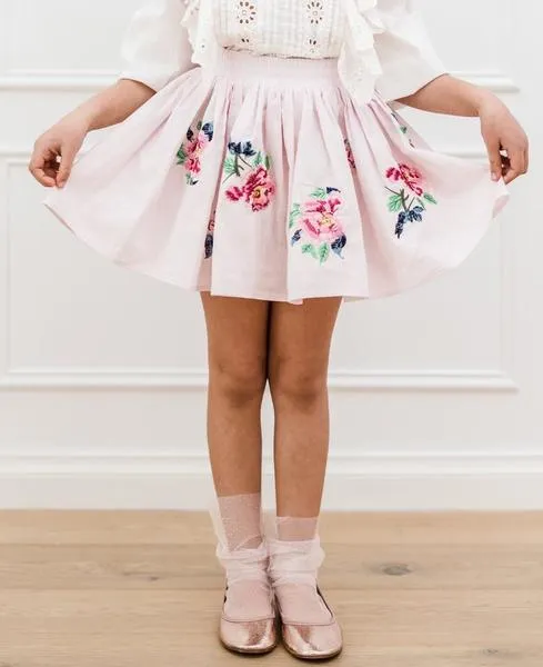 PETITE AMALIE MAUVE CHALK EMBROIDERED SKIRT