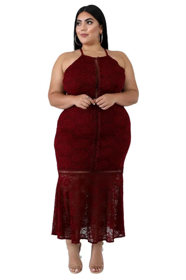 Plus Size Backless Sleeveless Evening Party Dress