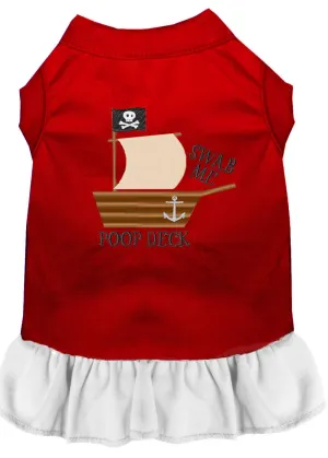 Poop Deck Embroidered Dog Dress Red With White Xl (16)