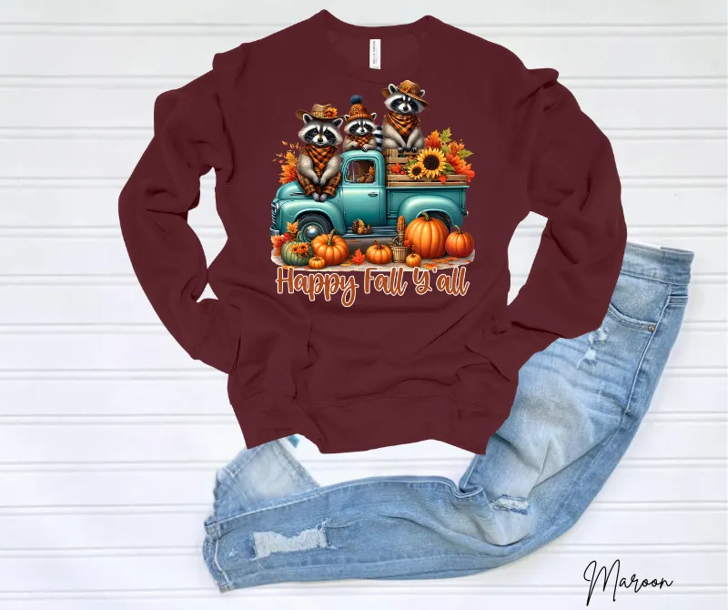 Raccons Happy fall Y'all Sweatshirt
