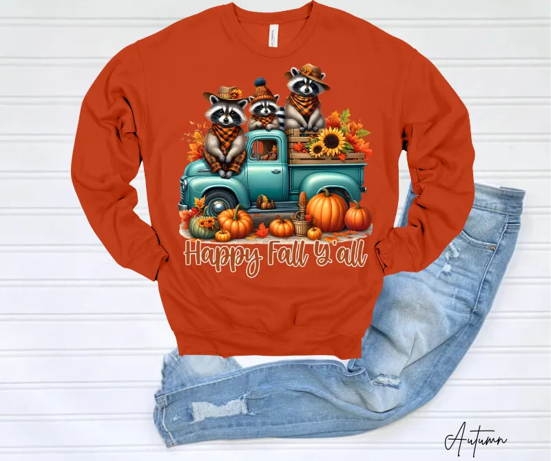 Raccons Happy fall Y'all Sweatshirt
