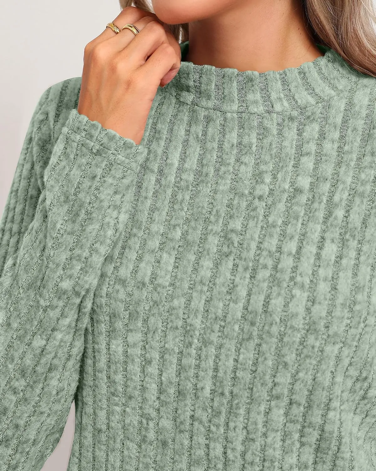 Riyiper 3 Pack Women's Mock Neck Sweaters, Long Sleeve Lightweight Tops Casual Soft Sweaters Knit Slim Fitted Basic Pullover