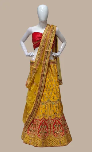 Soft Mustard Embroidered Lengha
