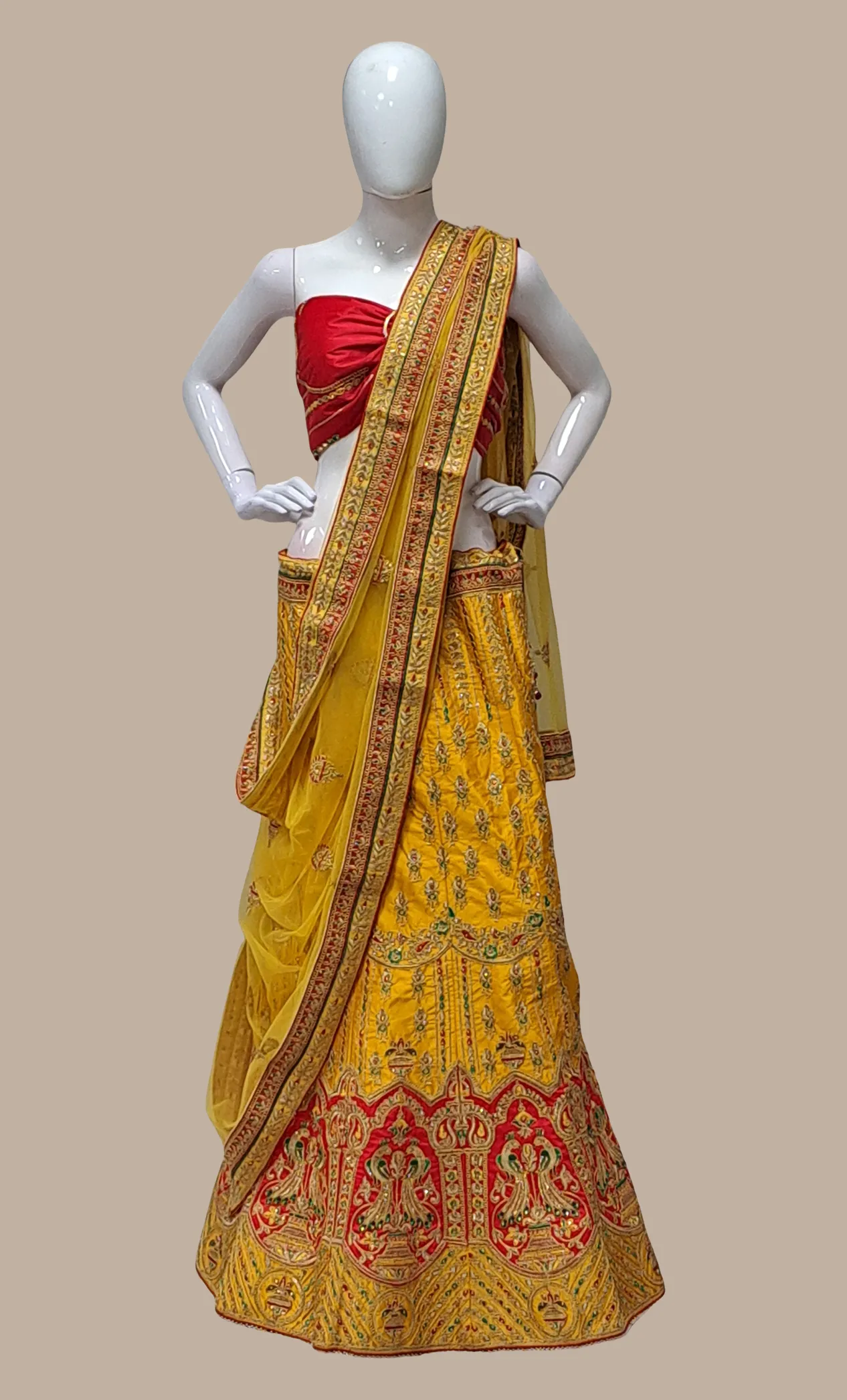 Soft Mustard Embroidered Lengha