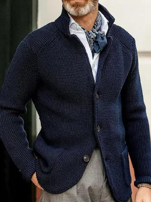 Solid Color Stand Up Collor Knit Sweater