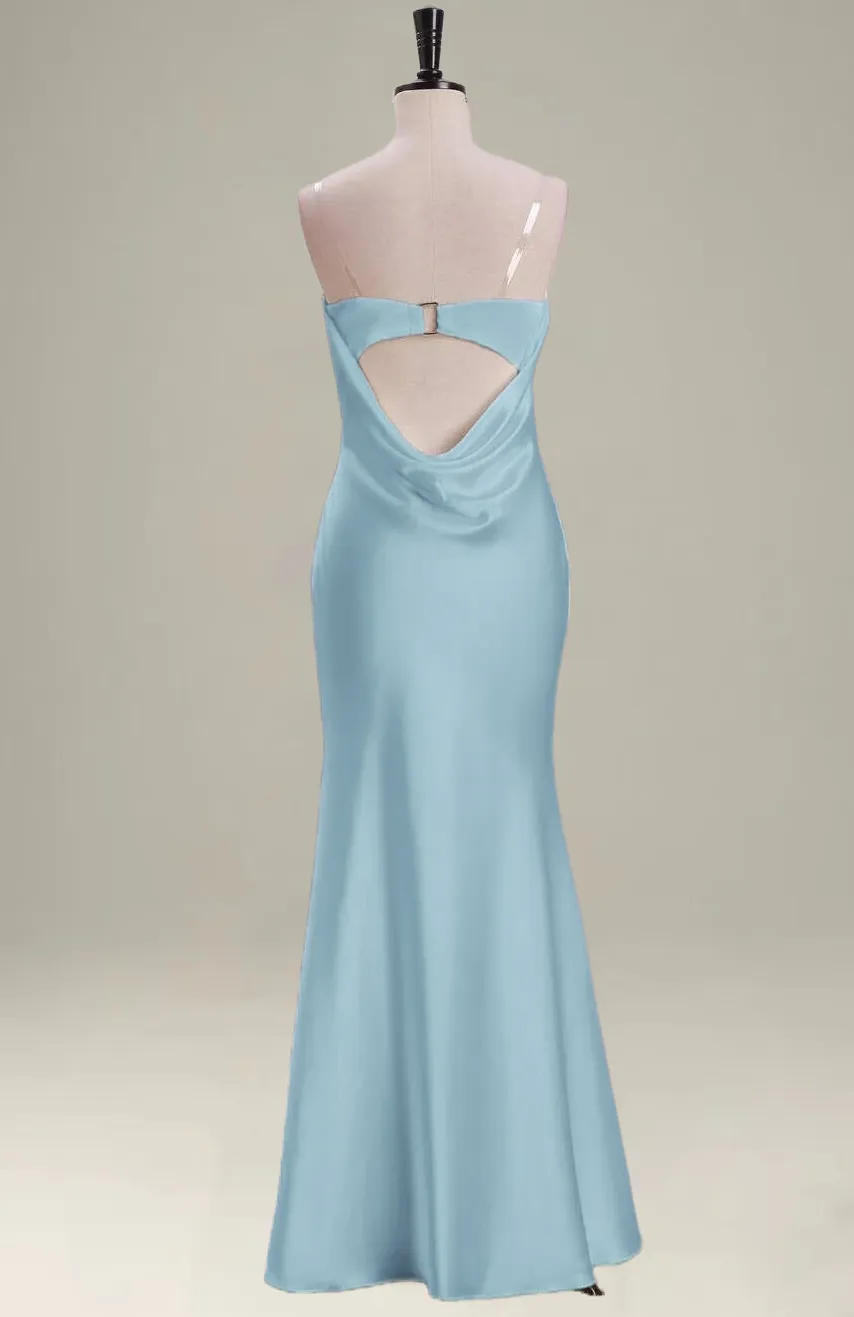 Strapless Green Mermaid Long Bridesmaid Dress