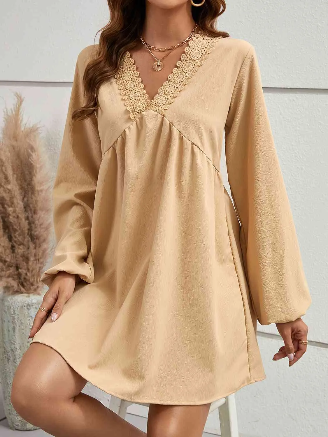 TEEK - Tan V-Neck Emily Dress