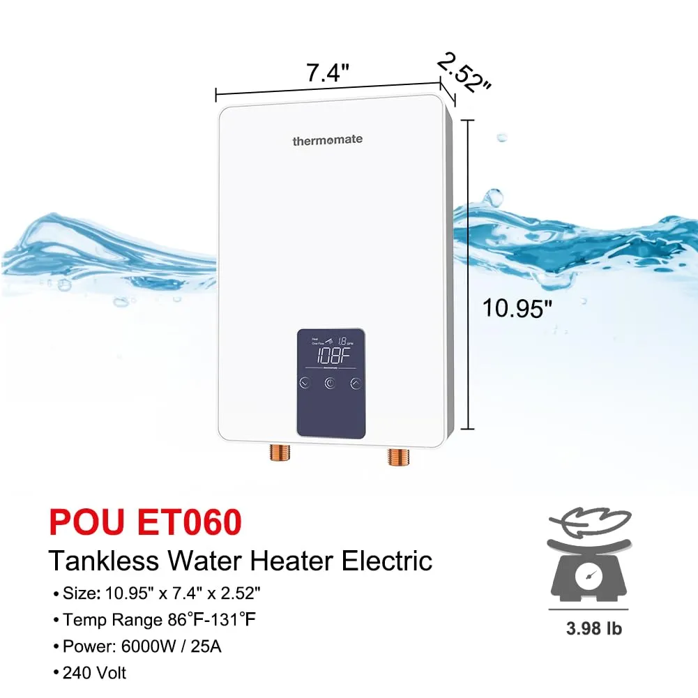 Thermomate Tankless Electric Water Heater for Sink Faucet - 208~240V | 6kW