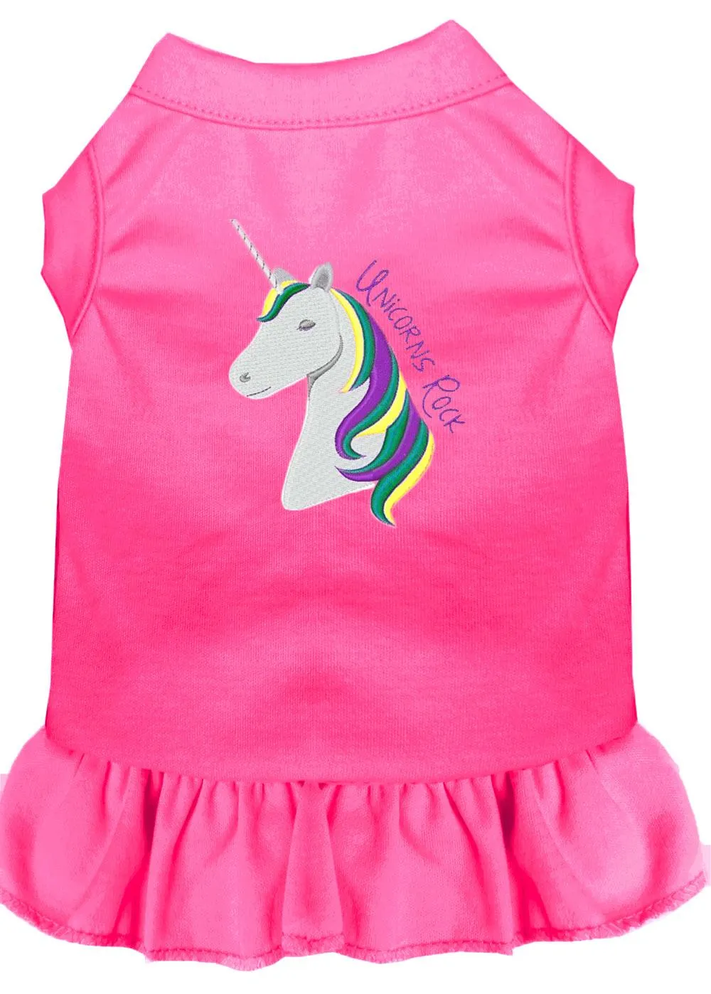 Unicorns Rock Embroidered Dog Dress Bright Pink Xl (16)