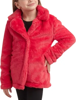 URBAN REPUBLIC Girls' Jacket- Long-Length Plush Faux Fur Teddy Overcoat