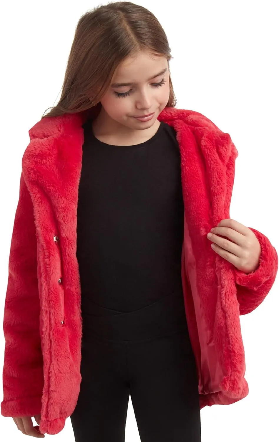 URBAN REPUBLIC Girls' Jacket- Long-Length Plush Faux Fur Teddy Overcoat