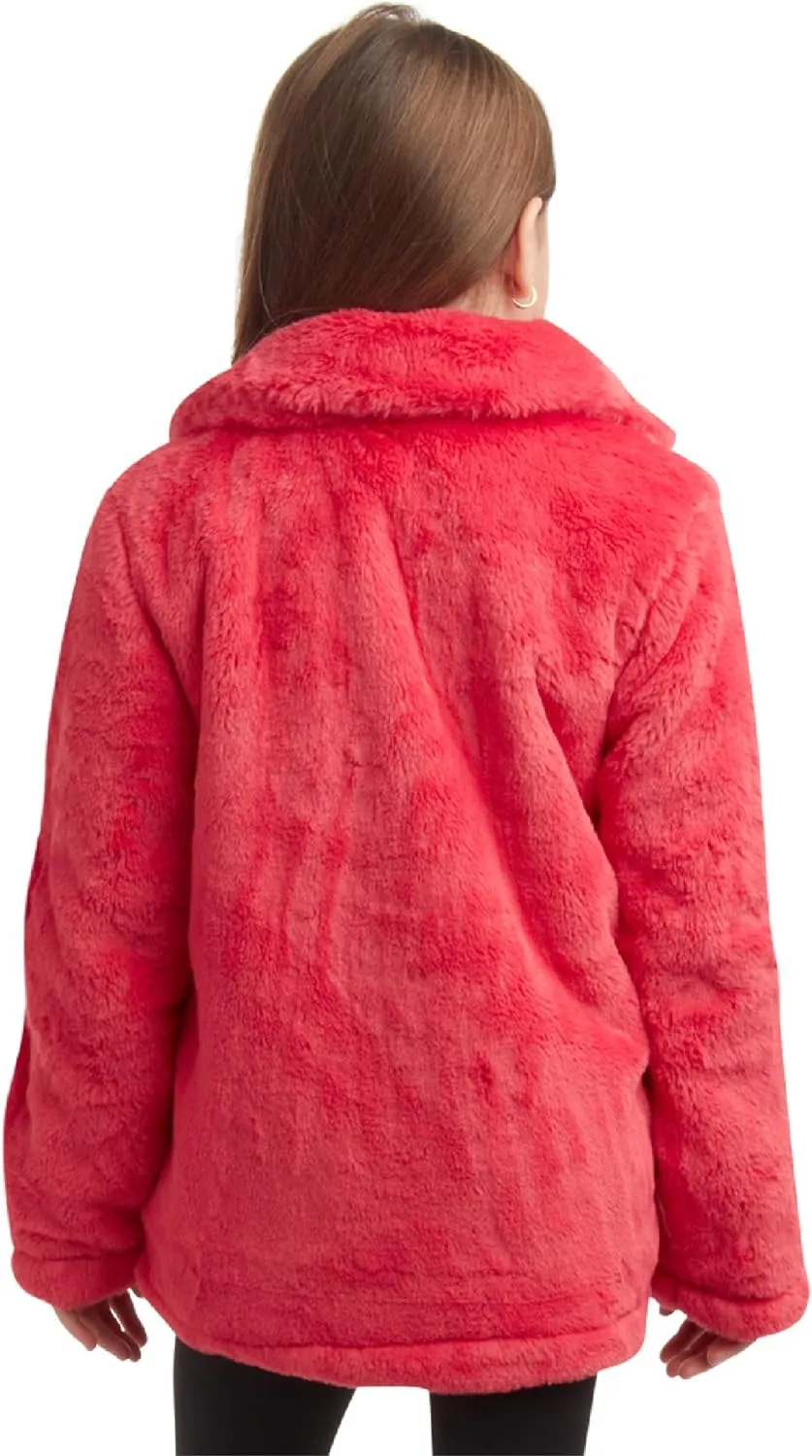 URBAN REPUBLIC Girls' Jacket- Long-Length Plush Faux Fur Teddy Overcoat