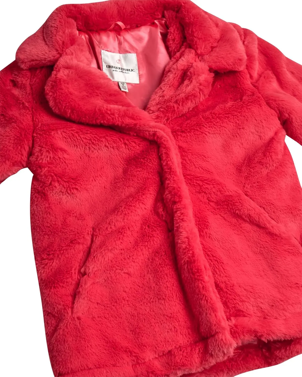 URBAN REPUBLIC Girls' Jacket- Long-Length Plush Faux Fur Teddy Overcoat
