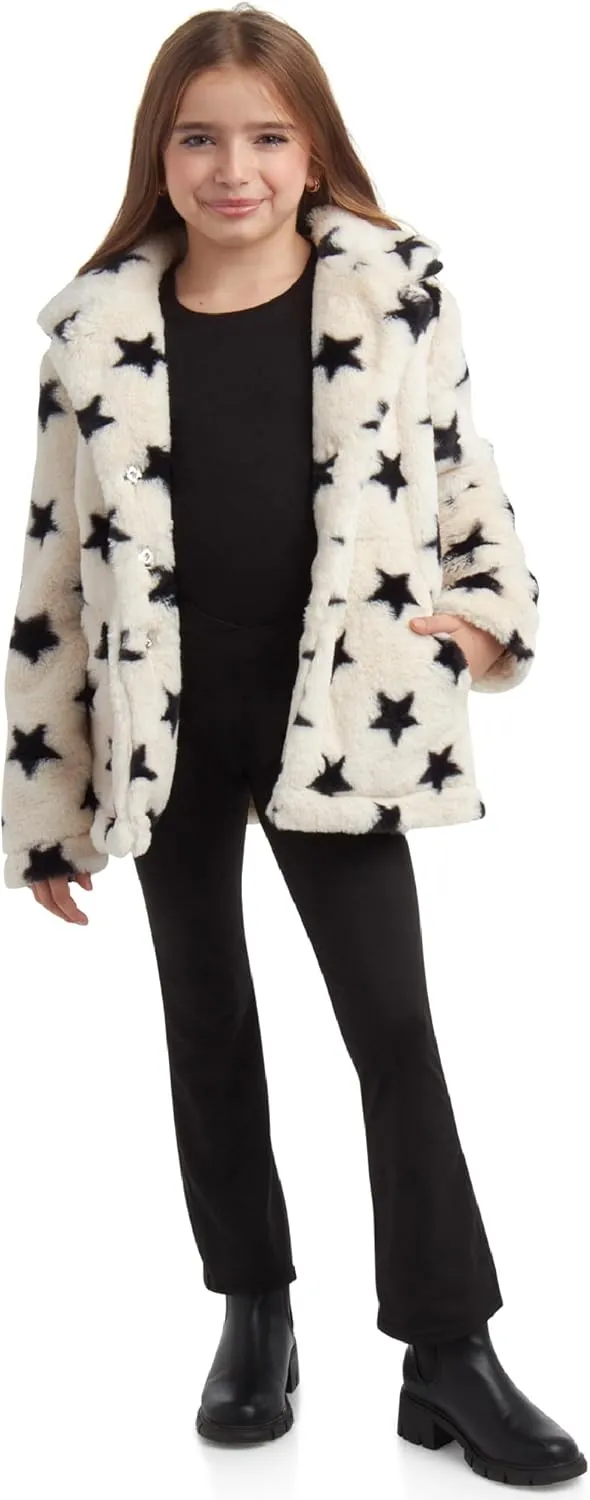 URBAN REPUBLIC Girls' Jacket- Long-Length Plush Faux Fur Teddy Overcoat