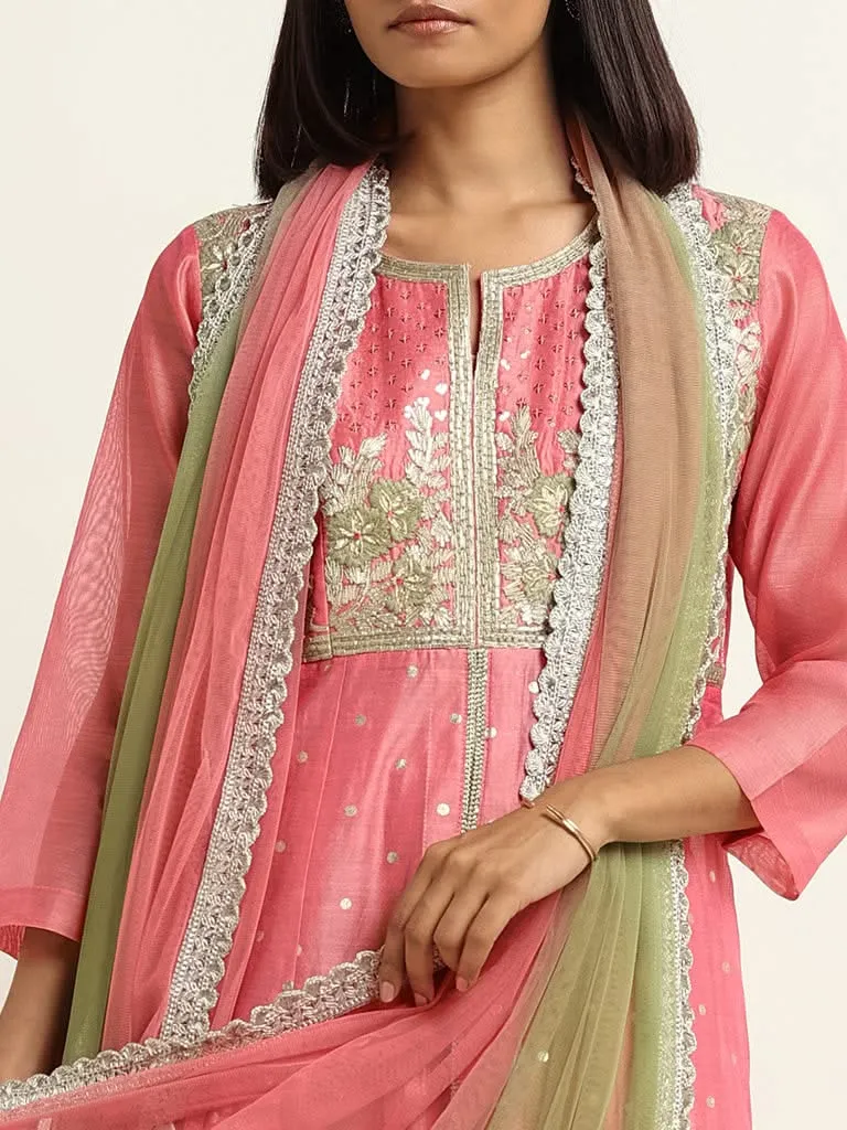 Vark Pink Kurta, Skirt & Dupatta Set