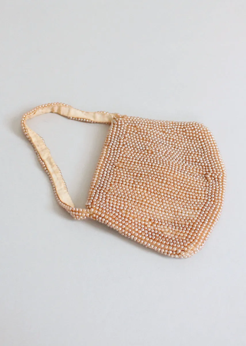 Vintage 1930s Pearl Beaded Party Purse