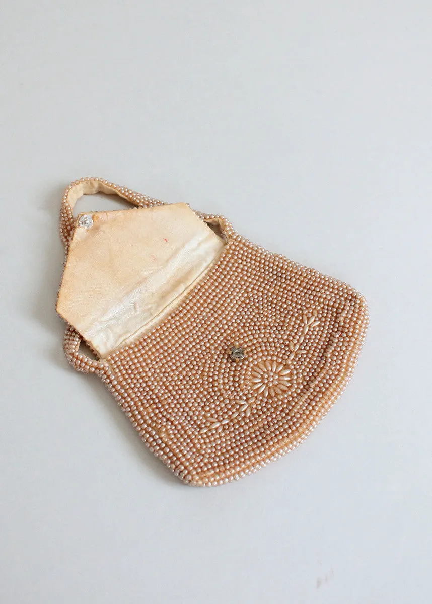 Vintage 1930s Pearl Beaded Party Purse