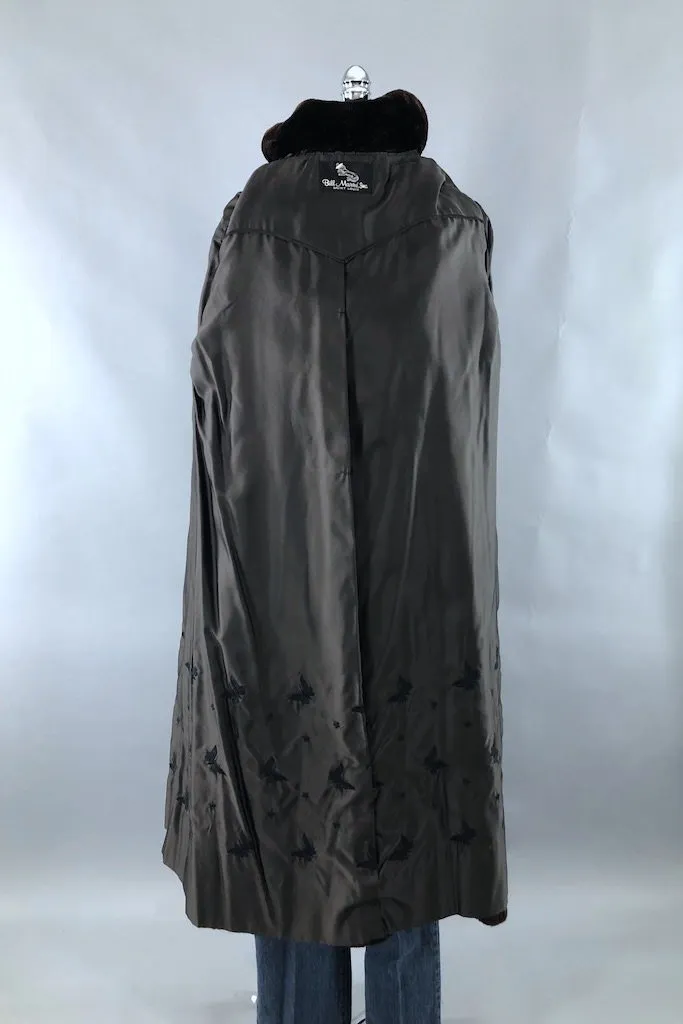 Vintage Dark Brown River Mink Fur Coat