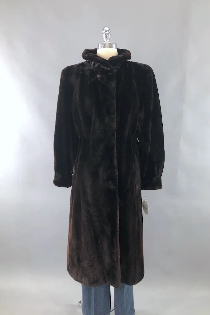 Vintage Dark Brown River Mink Fur Coat