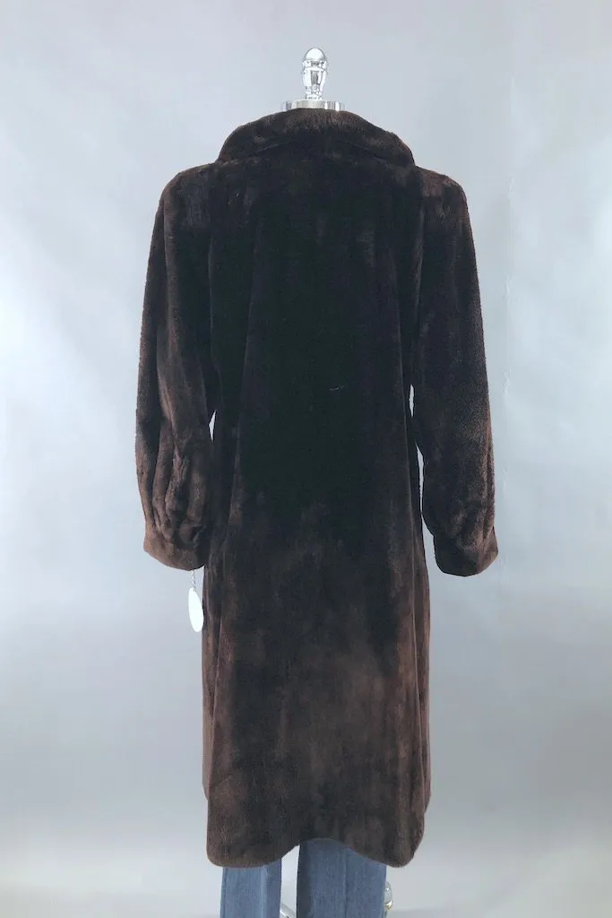 Vintage Dark Brown River Mink Fur Coat