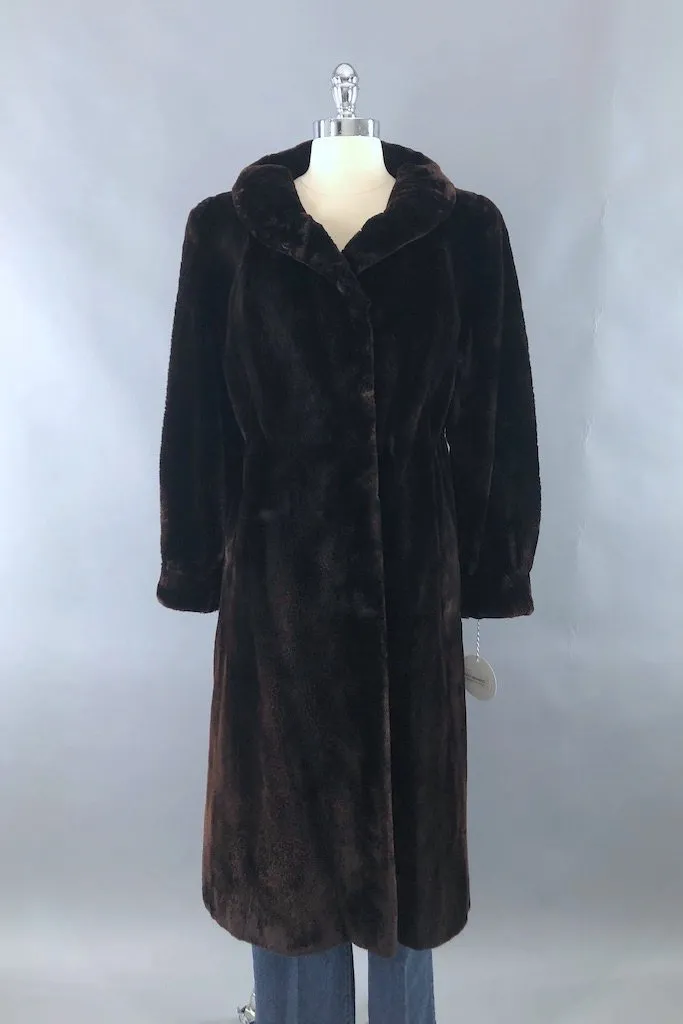 Vintage Dark Brown River Mink Fur Coat