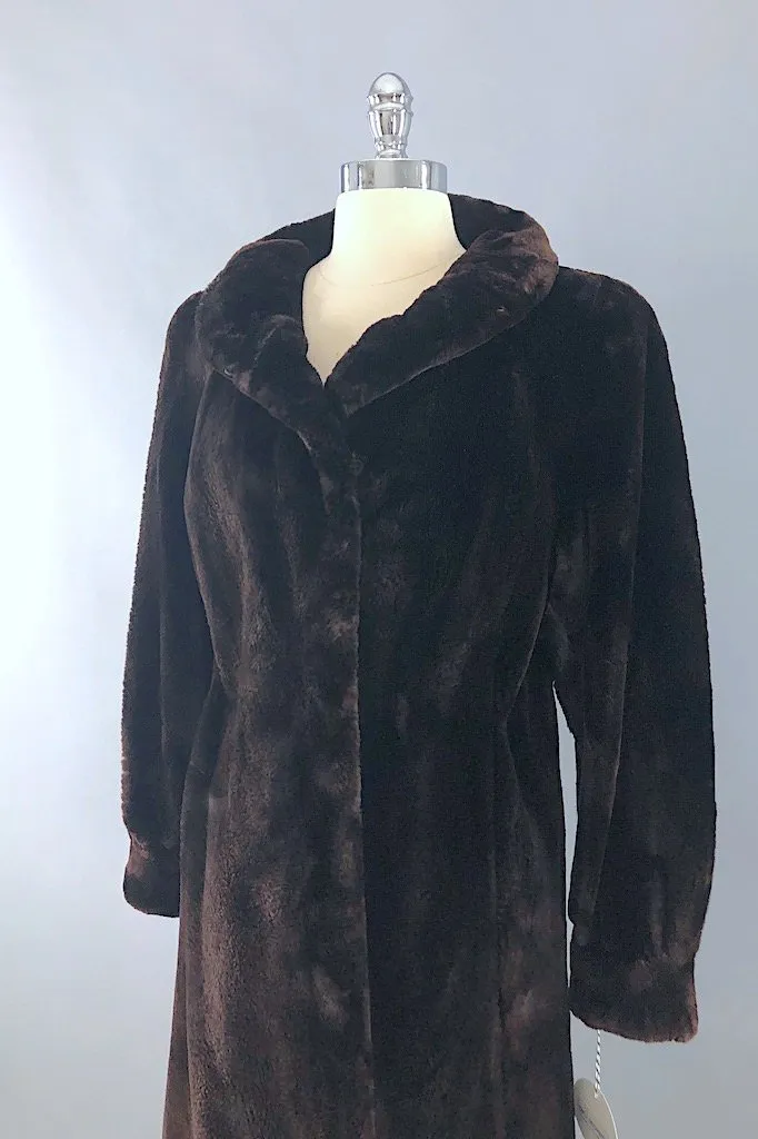 Vintage Dark Brown River Mink Fur Coat