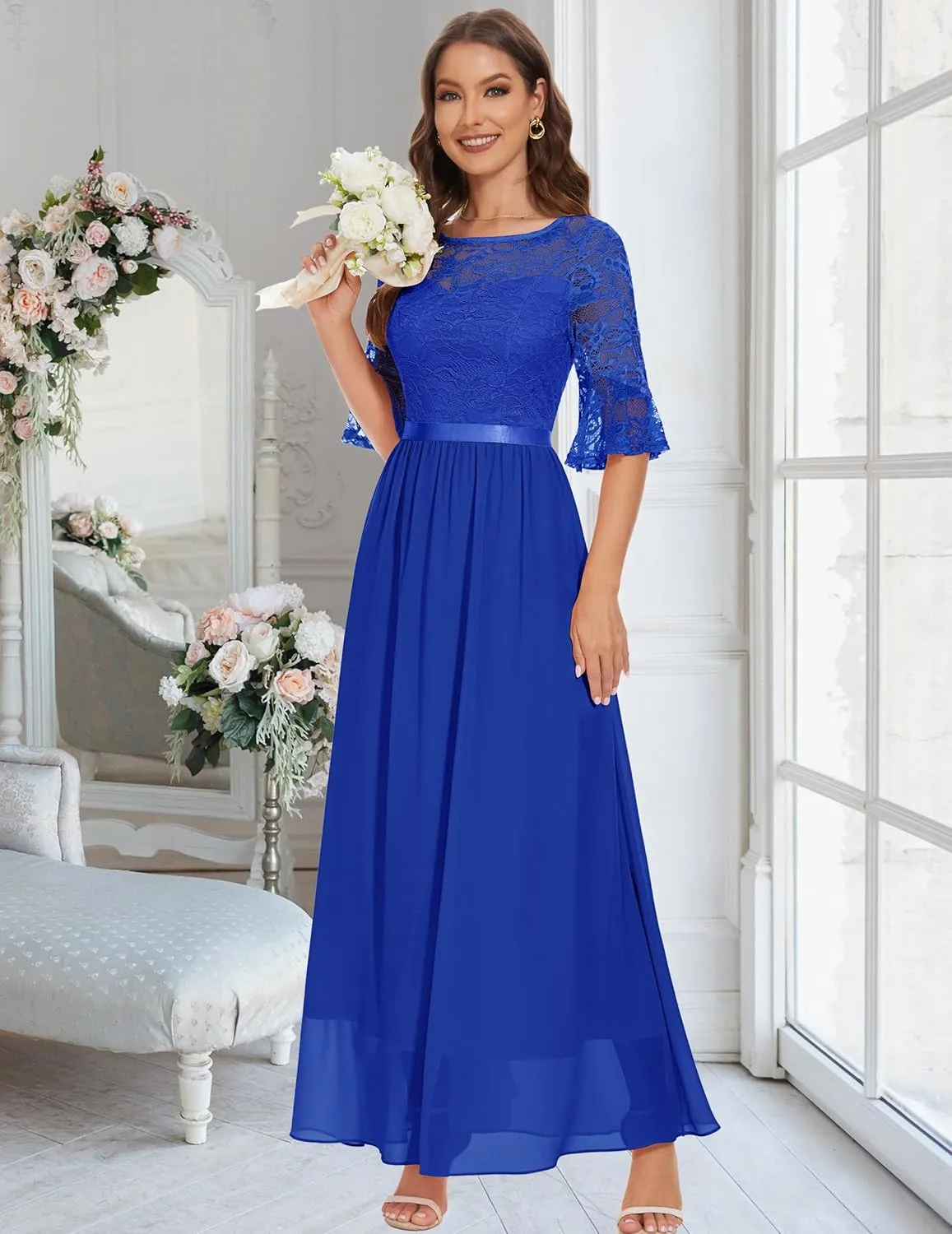 Wedtrend Women's Formal Dresses 2025 Wedding Guest Dress Bell Sleeve Bridesmaid Dresses Maxi Evening Dress