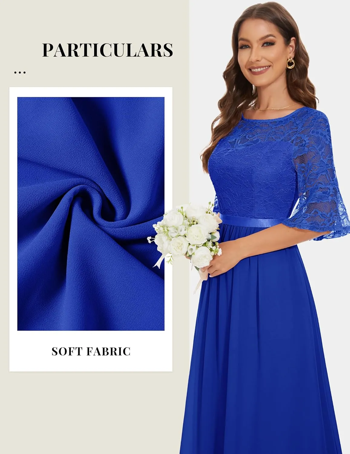 Wedtrend Women's Formal Dresses 2025 Wedding Guest Dress Bell Sleeve Bridesmaid Dresses Maxi Evening Dress