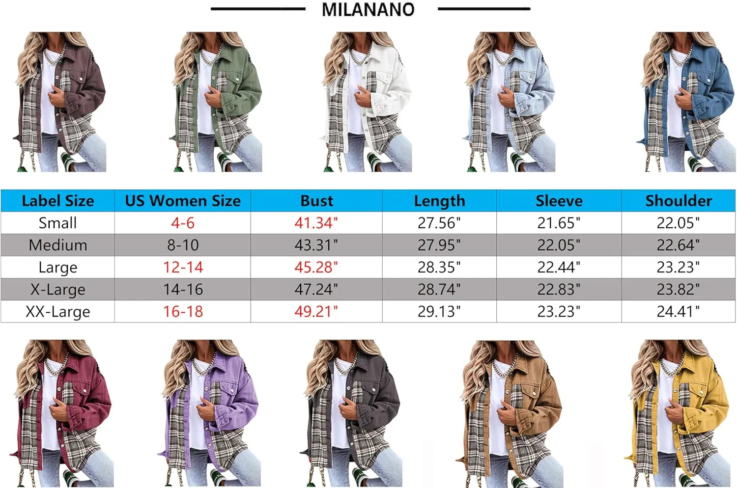 Women Jean Jacket Denim Plaid Shackets Button Down Shirt Jackets Oversized Pocketed Coat 2024 Fall Fashion Outfits