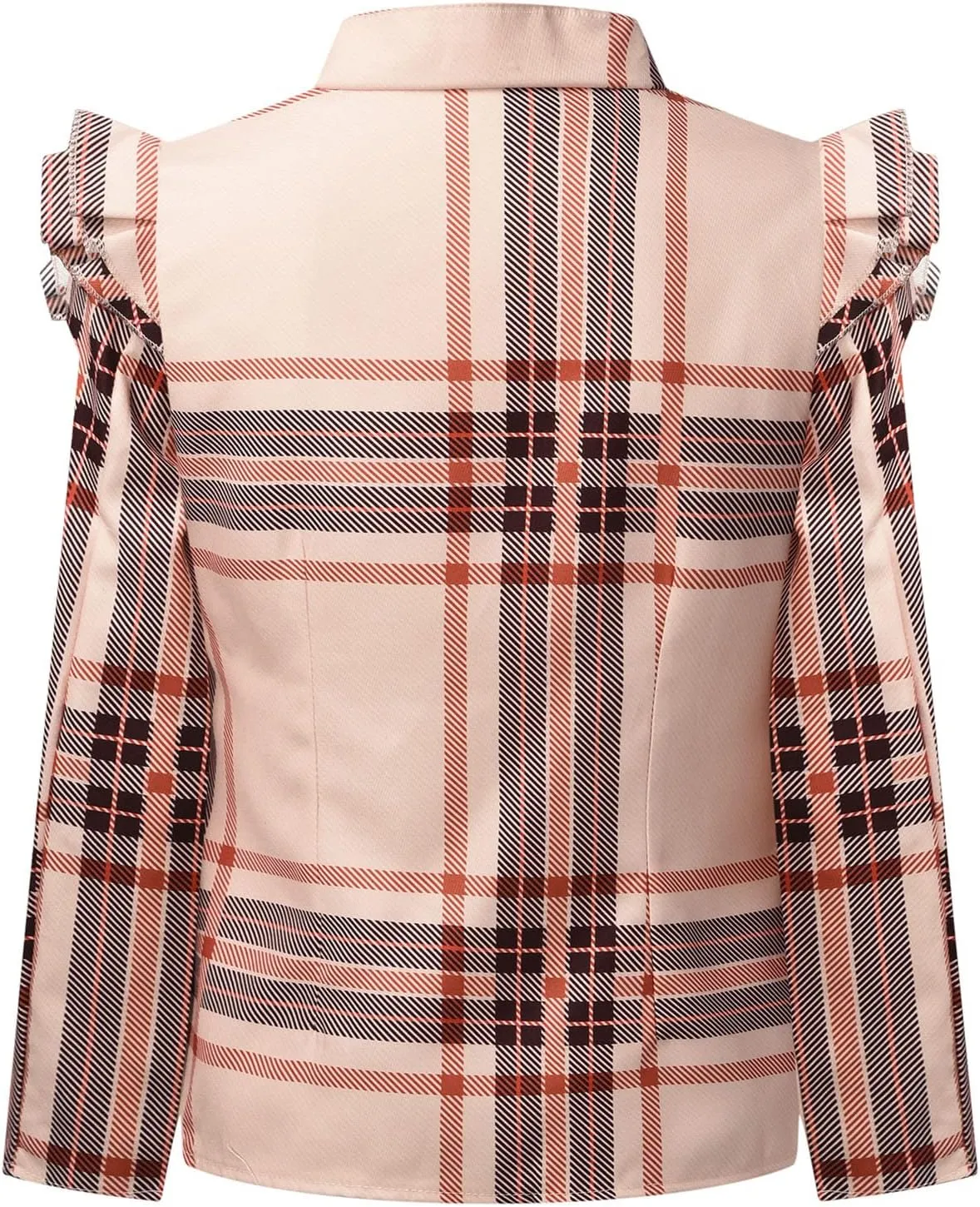 Womens Casual Blazers Fashion Print Ruffle Long Sleeve Open Front Work Office Blazer Bussiness Jackets with Pockets