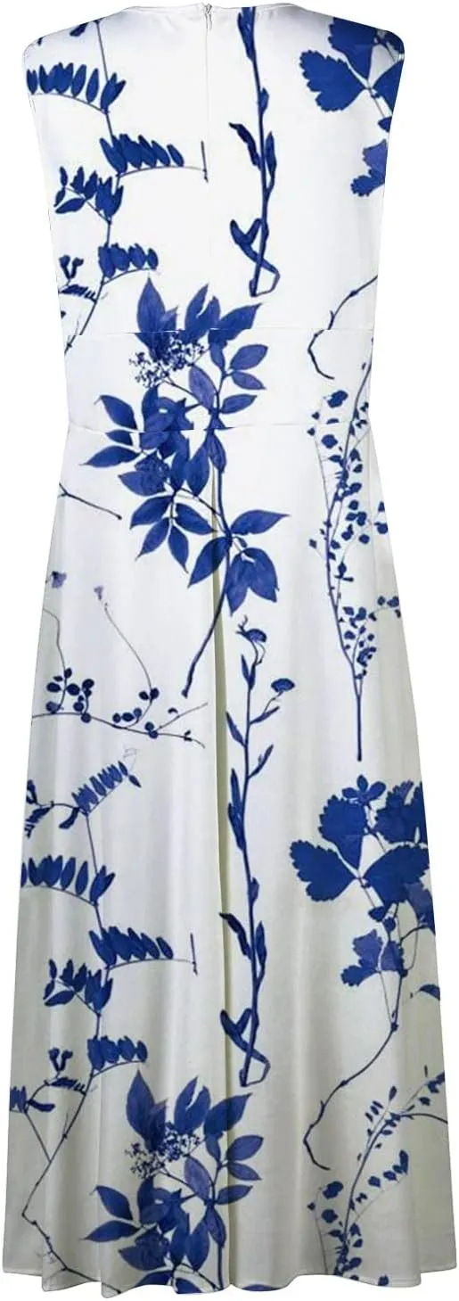 Womens Dresses Floral Print Wrap V Neck Sundresses Flowy Ruched Sleeveless Boho Dress Spring Beach Dress