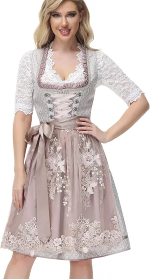 Women's German Dirndl Dress Bavarian Oktoberfest Halloween Carnival Costumes