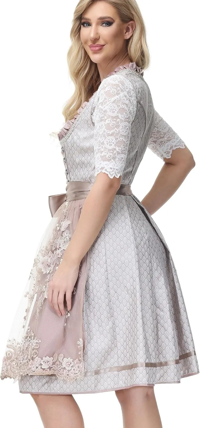 Women's German Dirndl Dress Bavarian Oktoberfest Halloween Carnival Costumes