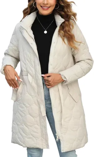 XULIKU Women's Quilted Jackets Lightweight Long Sleeve Stand Collar Padding Short Puffer Coat for Women Fall Winter